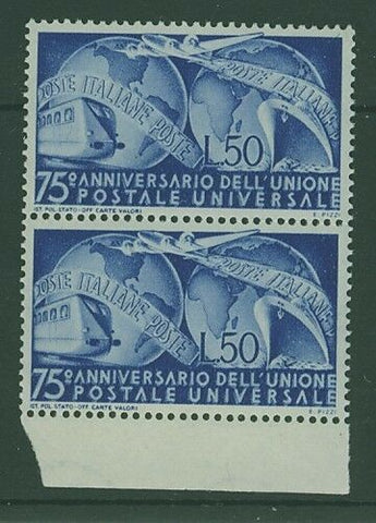 Italy SG 725 1949 75th Anniv of UPU MUH in pair