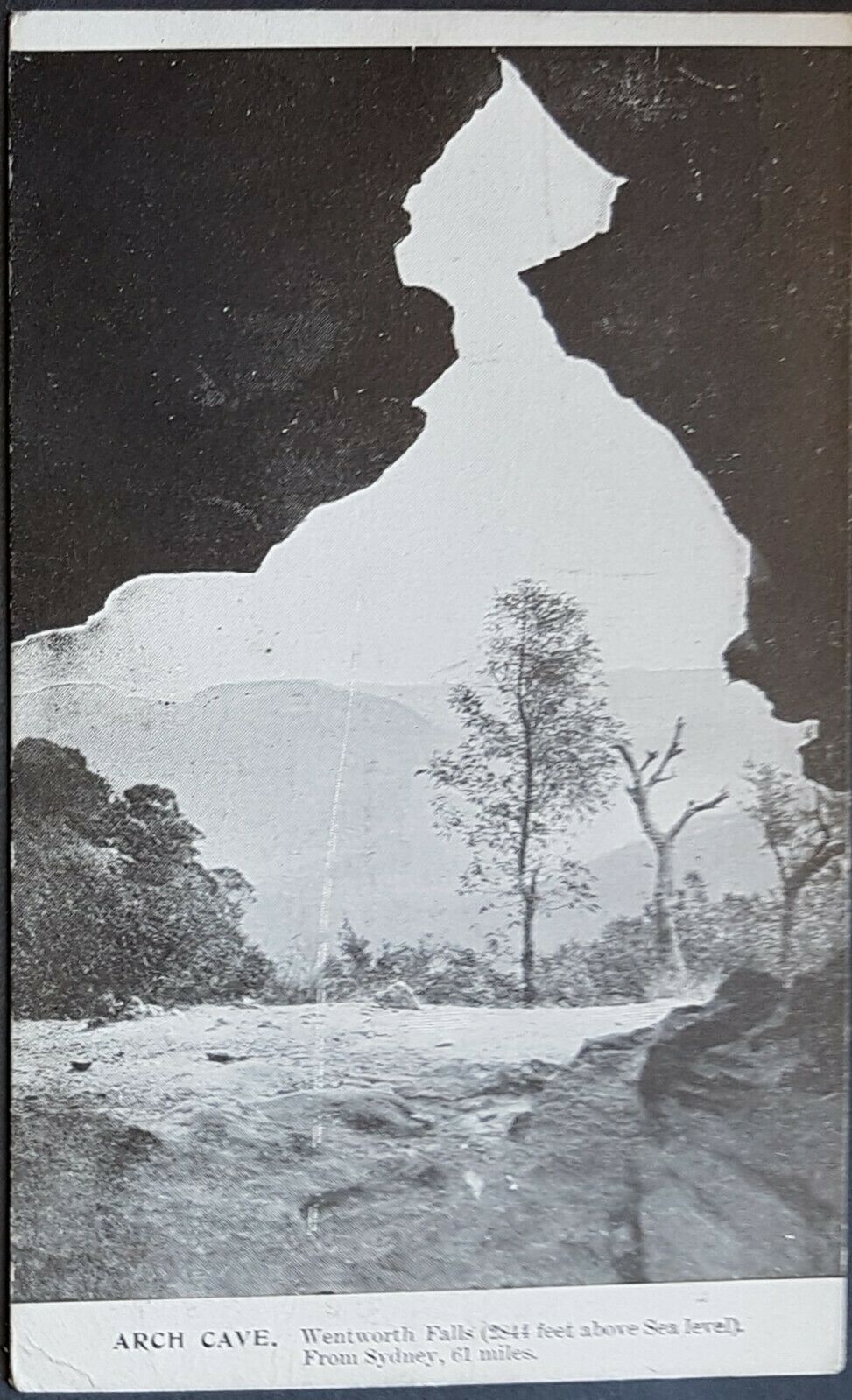 NSW 1d Arms Government Railway Post Card of Arch Cave near Wentworth Falls.