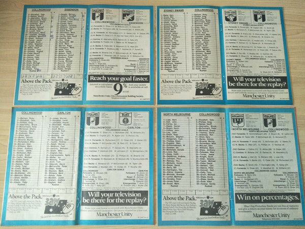 Lot Of 1984 VFL Football Records Collingwood Games x 22