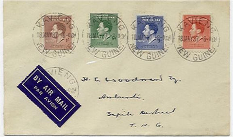 New Guinea SG 208-11 KGVl Coronation  postmarked KAVIENG NEW GUINEA 18MAY37