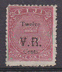 Fiji Pacific Islands SG 18 12c on 6d rose Mint