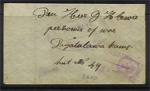 Ceylon SG 195 Boer Prisoner of War cover to  Deyatalawa Camp pased by censor