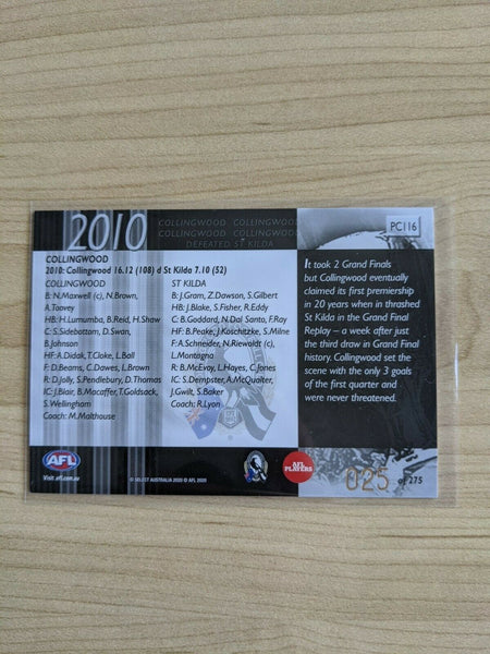 2020 AFL Select Dominance 2010 Collingwood Premiership Commemorative 25/275