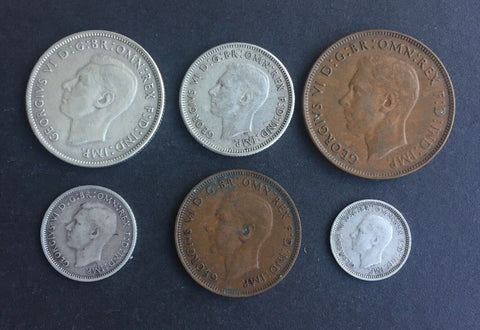 Australia 1940 Pre Decimal 6 Coin Set  IDEAL BIRTHDAY GIFT
