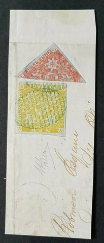 New Brunswick Canada 6d and 3d bisected (1½d) on piece SG 2a, 3, fine used