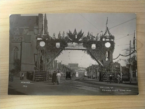 Australian Vintage Prince's Visit 1920 Sydney Rd College St Photograph Postcard