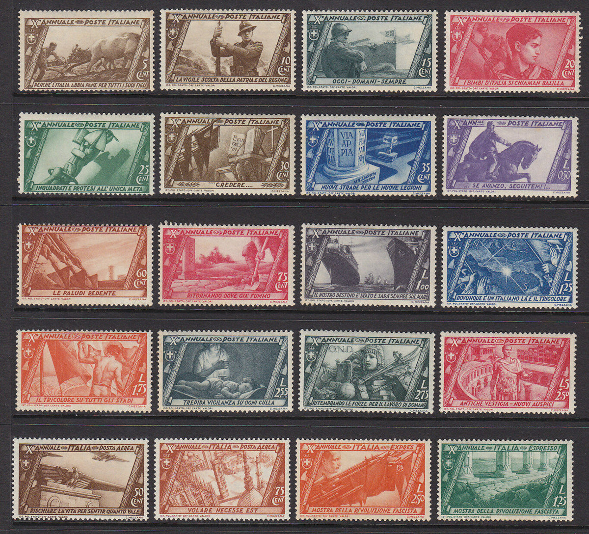 Italy SG 350/69 Anniversary of Fascist March on Rome – Shields Stamps ...