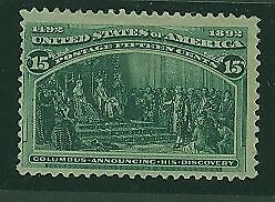 USA Scott# 238 1893 15c dark green Columbus Mint NoGum