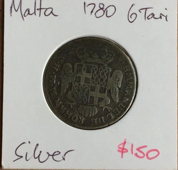 Malta 1780 6 Tari Silver Coin