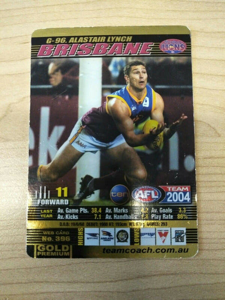 2004 Teamcoach Gold Premium Prize Card Alastair Lynch Brisbane