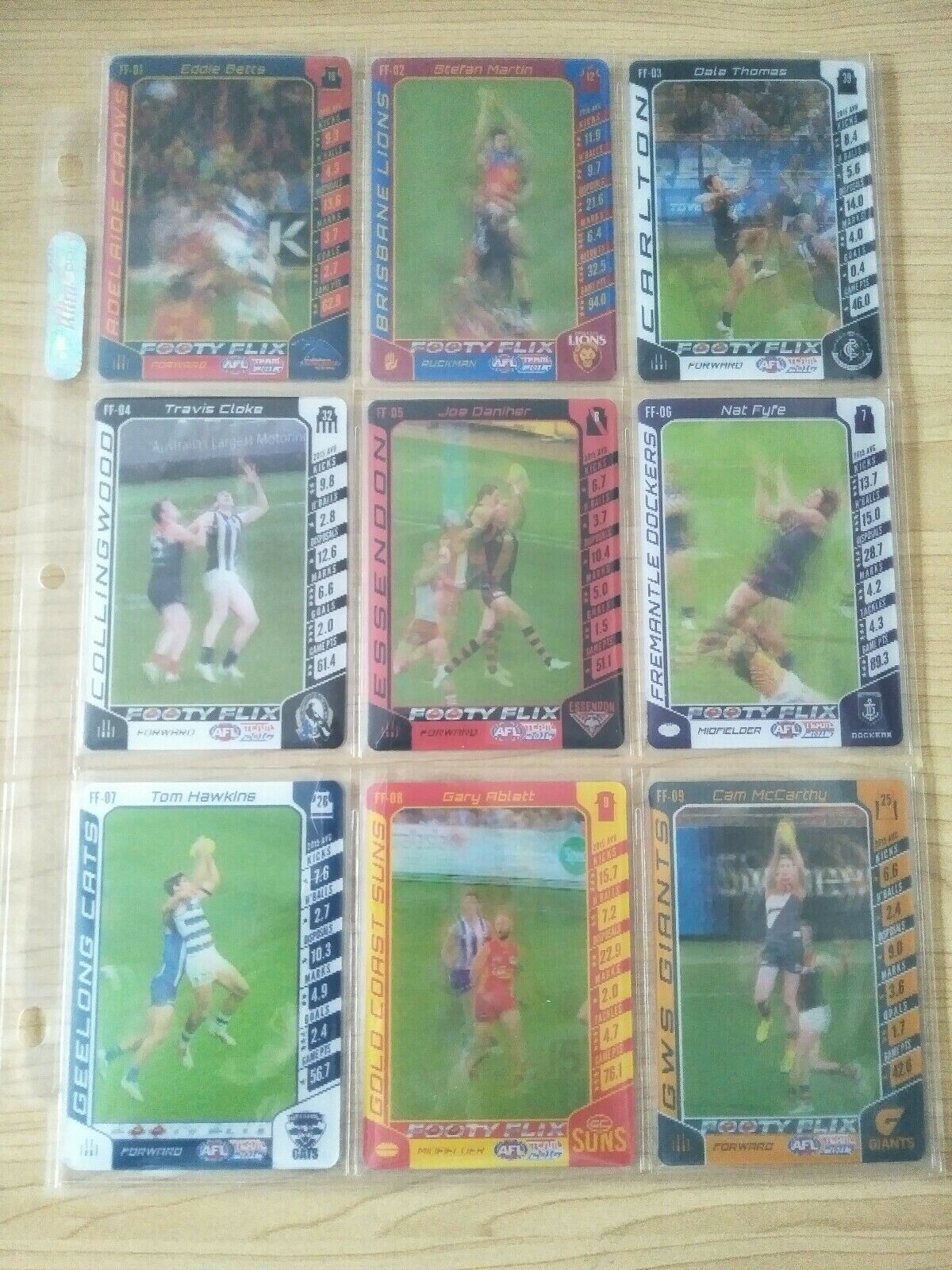 2016 AFL Teamcoach Footy Flix Complete Set Of 18 Cards