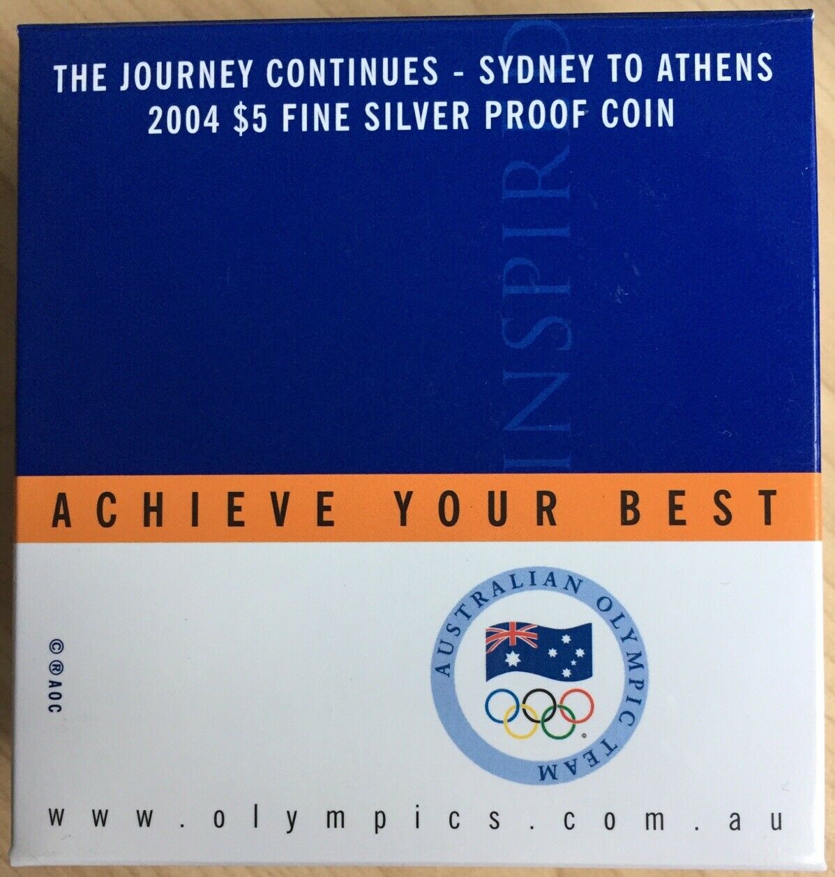 2004 Australian Mint $5  Ounce Silver “Sydney To Athens Olympic Games” Proof.