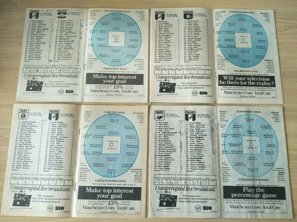 Lot Of 1986 VFL Football Records Collingwood Games x 22