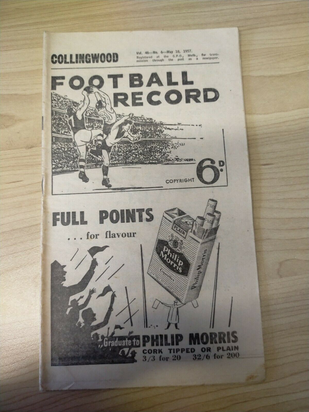 VFL 1957 May 18 Football Record Collingwood v Fitzroy