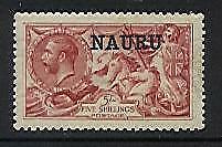 Nauru overprint on Great Britain 5s bright carmine Seahorse SG 22 MLH