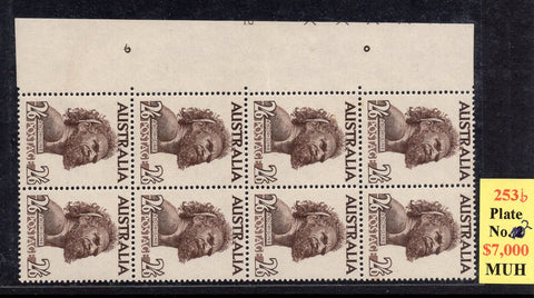 Australia SG 253b 2/6 Aborigine Plate 2 Gutter block of 8 Stamps MUH