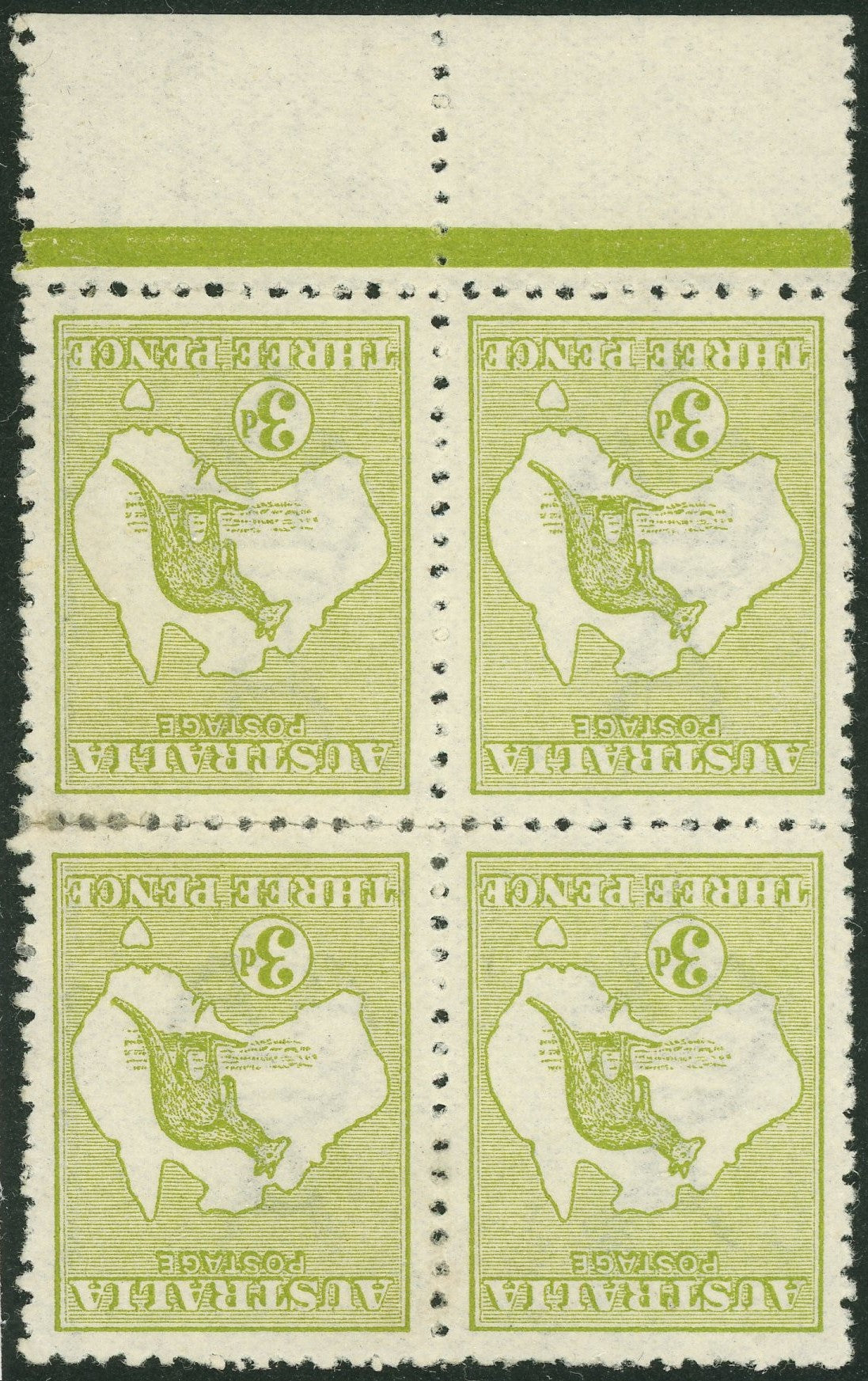 Australia BW 12a 3d Three Pence Kangaroo Die 1 Inverted Watermark Mint