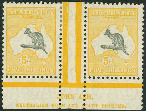 Australia BW 45za 5/- Five Shilling Kangaroo Ash Imprint Small Multi Watermark