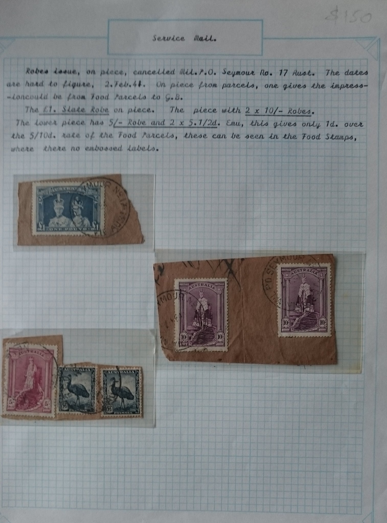 Military Mail Robes Issues on Piece Cancelled Military PO Seymour No 17