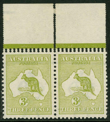 Australia BW 12b 3d Three Pence Kangaroo Pair Perf Variety 1st Watermark MLH