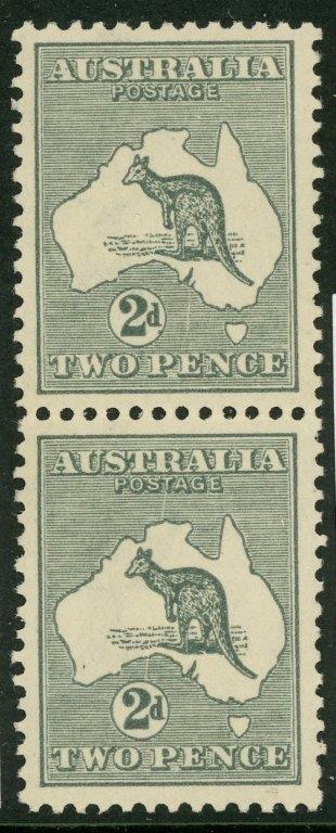 Australia BW 6 (2)e,f 2d Two Pence Kangaroo 2nd Wmk Pair MUH