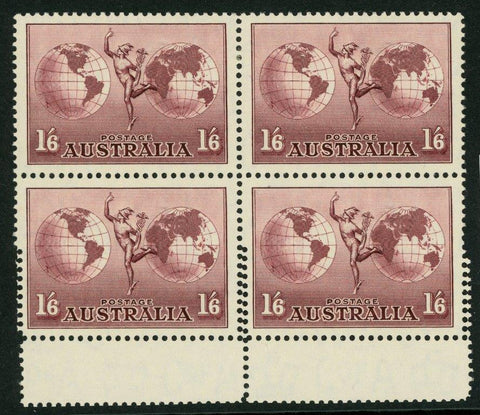 Australia BW162b 1/6 Hermes Thick Paper SG153a Block of 4 Double Perforated