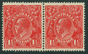 Australia BW 89 (22) s & t 11/2d Red KGV MUH Pair