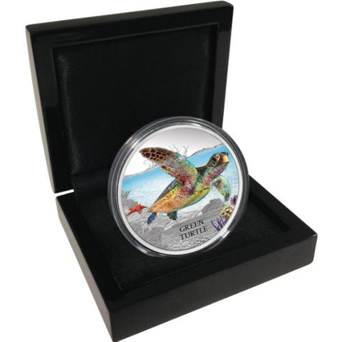 Tuvalu 2014 Endangered and Extinct Series Green Turtle 1oz 999 Silver Proof Coin Box Cert