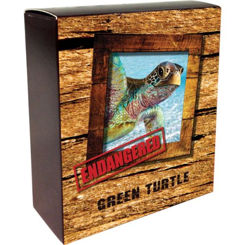 Tuvalu 2014 Endangered and Extinct Series Green Turtle 1oz 999 Silver Proof Coin Box Cert