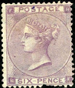 GB Great Britain SG 85 6d lilac, 2 short perforations at base mint