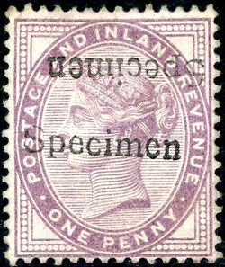 Great Britain GB SG 170 1d lilac Die I optd Specimen double, one inverted MH"