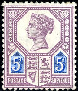 GB Great Britain SG 207 5d dull purple & blue (Die I) Queen Victoria Jubilee MLH