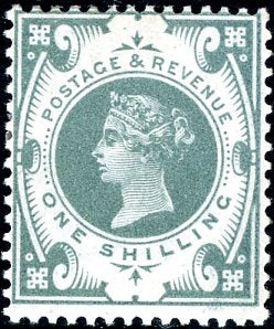 GB Great Britain SG 211 1s Postage and Revenue Dull Green MLH