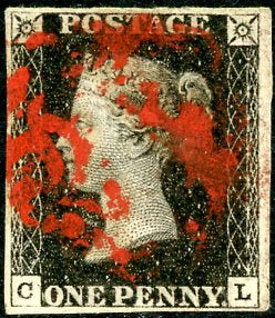 Great Britain 1840 Penny Black Red Postmark Used