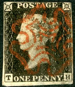 Great Britain United Kingdom 1840 Penny Black (TH) Used