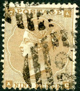 Great Britain 9d Nine Pence Bistre Stamp Used