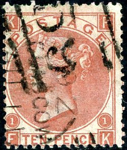 Great Britain GB SG 112 10d red-brown Used Short perfs
