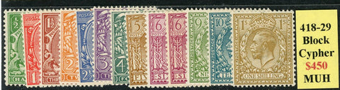 GB Great Britain SG418-29 Block Cypher Stamps Mint Unhinged