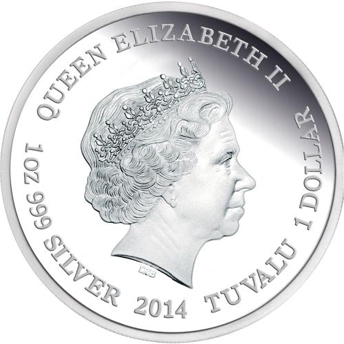 Tuvalu 2014 Endangered and Extinct Series Green Turtle 1oz 999 Silver Proof Coin Box Cert