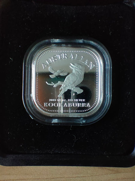 Australia 2003 Perth Mint 50c The Australian Kookaburra 1/2oz 999 Square Silver Proof Coin
