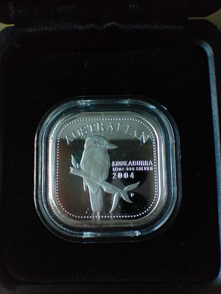 Australia 2004 Perth Mint 50c The Australian Kookaburra 1/2oz 999 Square Silver Proof Coin