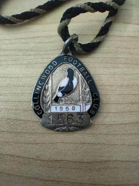 VFL 1958 Collingwood Membership Badge Premiership Year