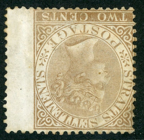 Straits Settlements SG 11W 2c Yellow-Brown Queen Victoria with Wing Margin M