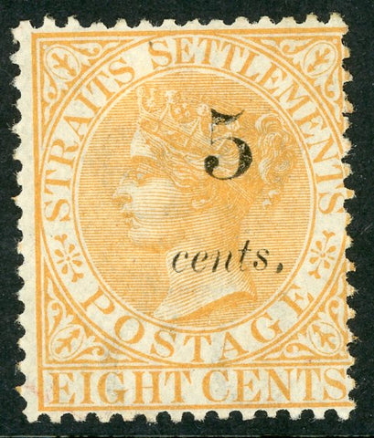 Malayan States Straits Settlements SG 42 8c Overprinted 5c Mint Stamp