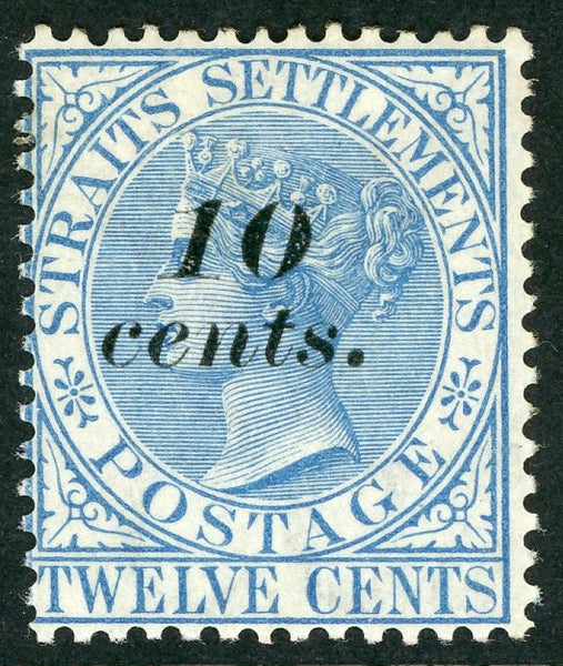 Malayan States Straits Settlements SG 45a 12c Ovp 10c Stamp Mint