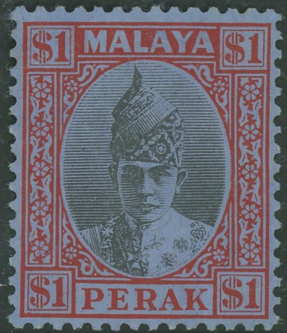 Perak Malayan States SG 119 $1 black and red/blue MLH