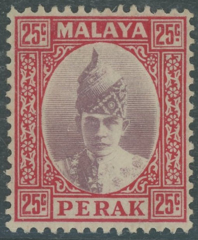 Malayan States Perak  SG 115 25c dull purple and scarlet Sultan Stamp MLH