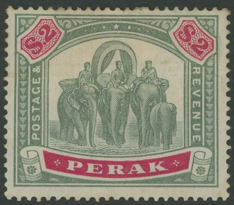 Malayan States Perak SG 77 $2 Elephants Stamp Mint