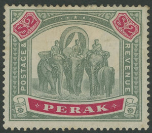 Malayan States Perak SG 77 $2 Elephants Stamp Mint