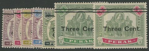 Malayan States Perak SG 81-7 2c to $2 Surcharge Stamp Set